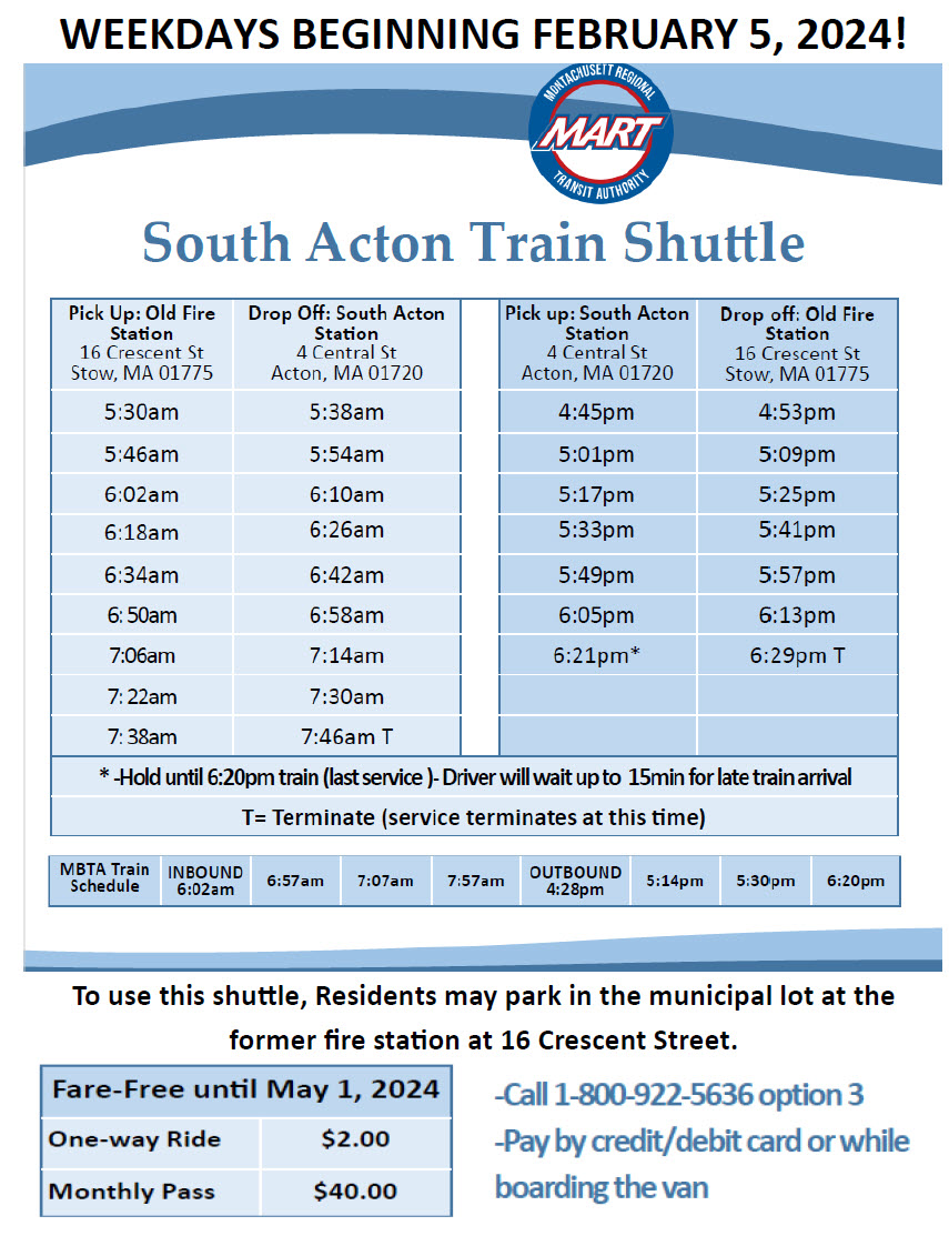 Train Shuttle Schedule