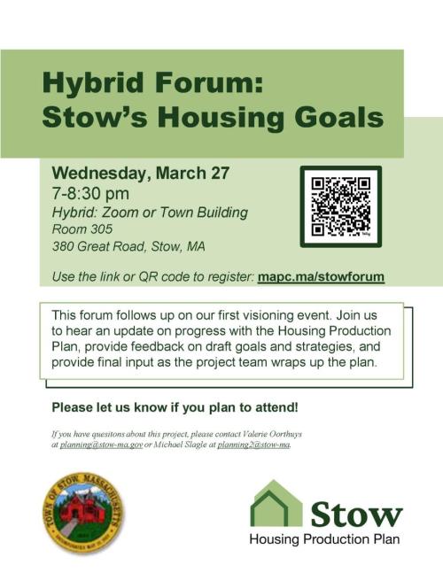 Housing Forum on March 27 at 7pm in person and online
