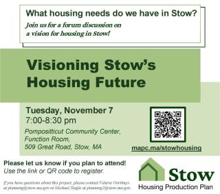Housing Needs Forum at Pompo Community Center, Tuesday November 7 at 7pm